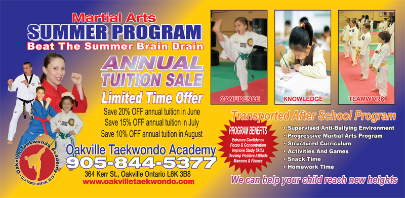 oakville taekwondo academy fitness discipline confidence self taekwondo flyers